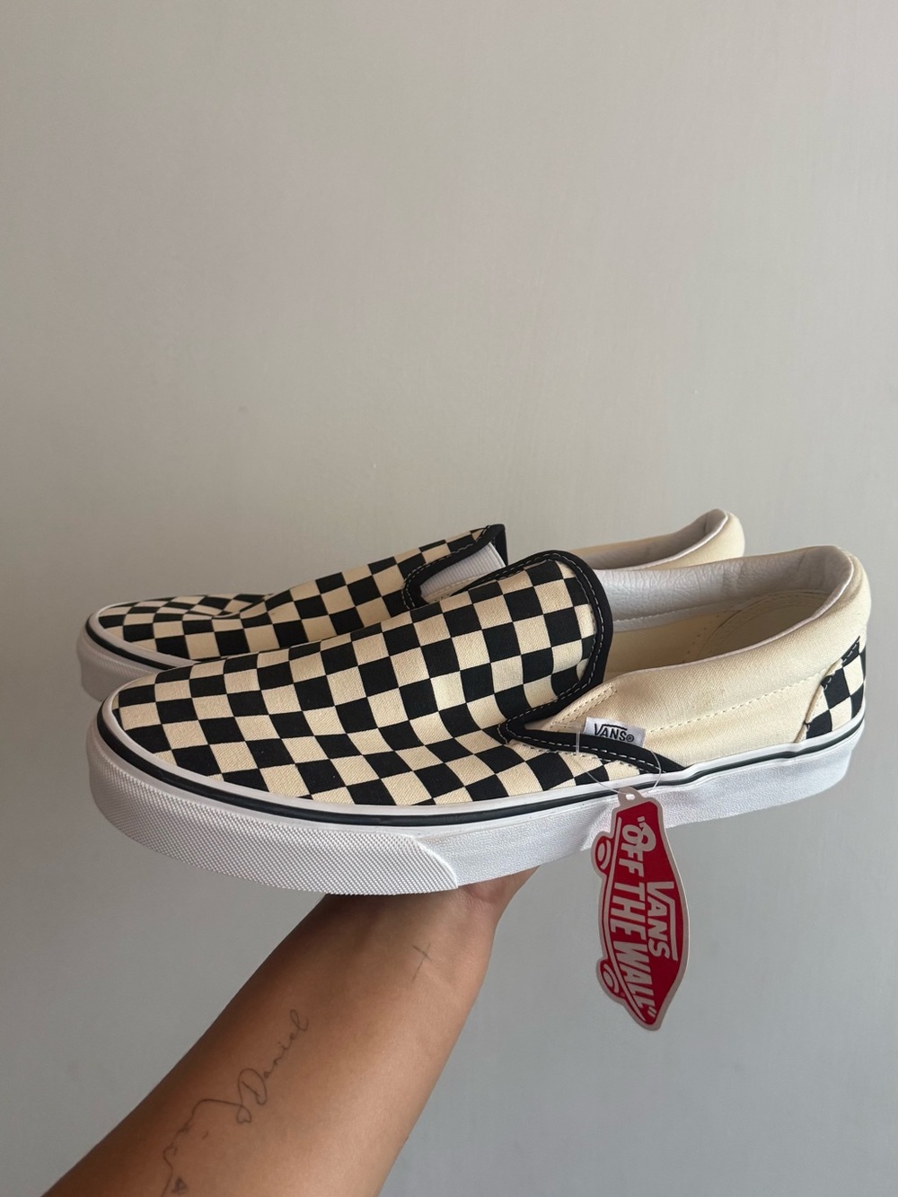 Vans Checkerboard Slip-On in Black and Cream